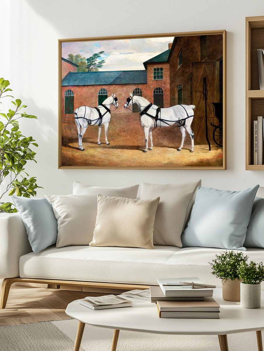 Two White Horses — Fine Art Print. — room view 2