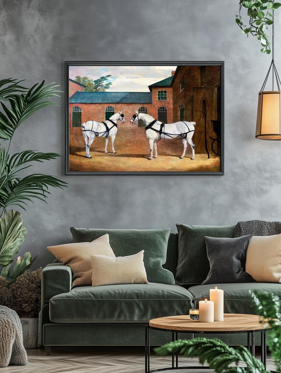 Two White Horses — Fine Art Print. — room view 4