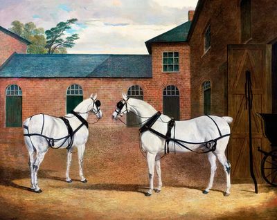 Two White Horses — Fine Art Print. poster print