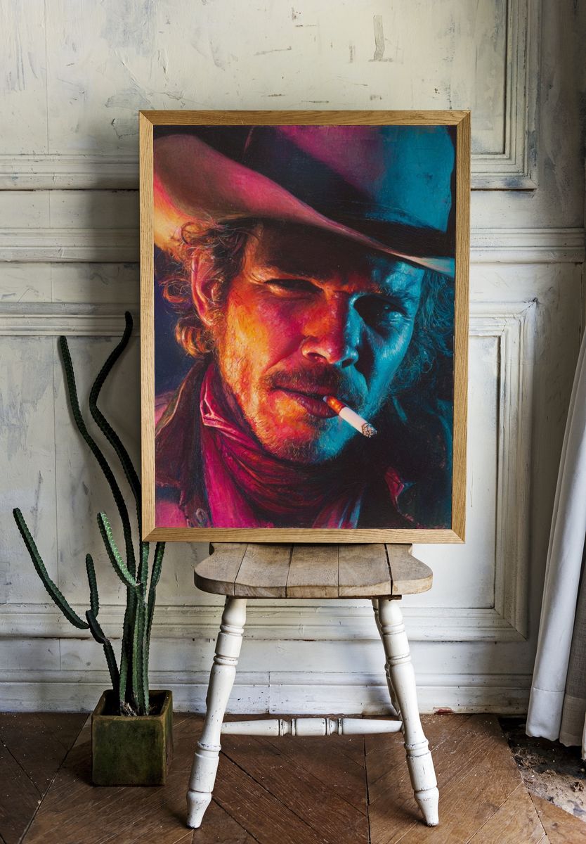 Cowboy Portrait Fine-Art Poster. — room view 1