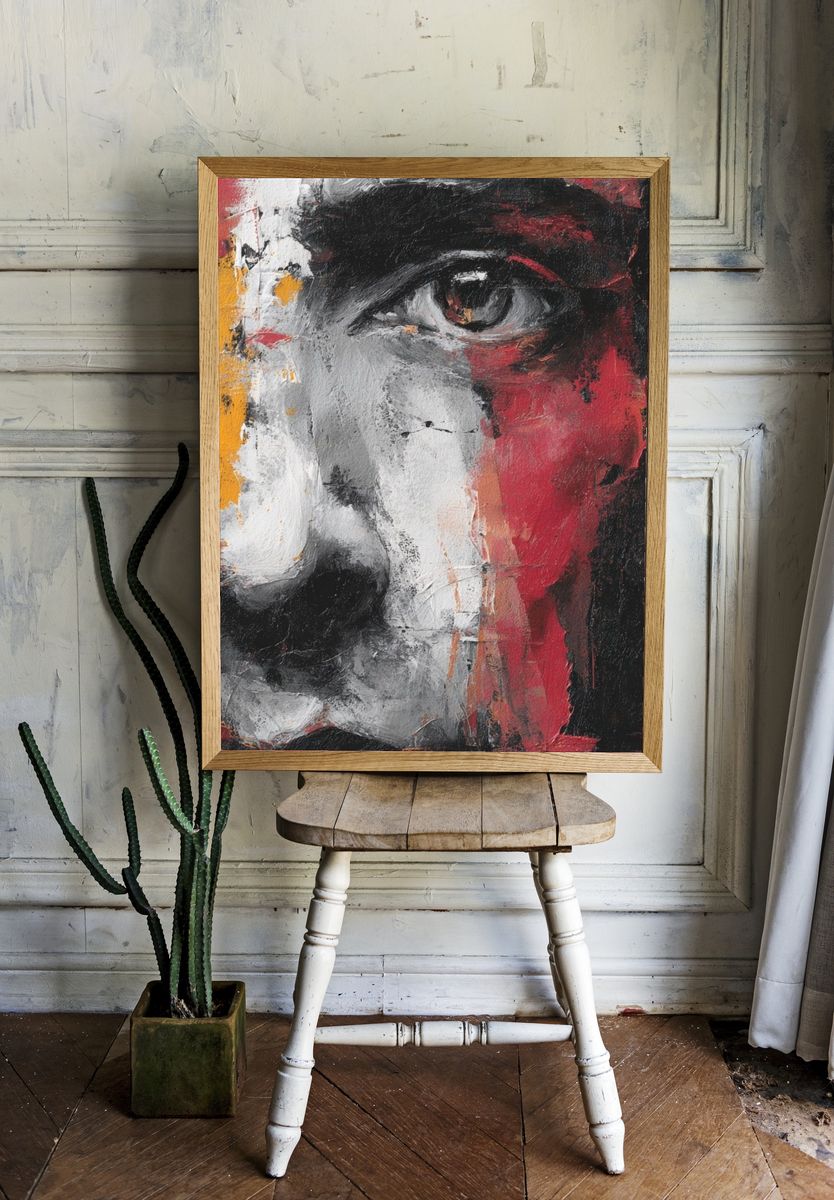Abstract Face Portrait Print. — room view 1