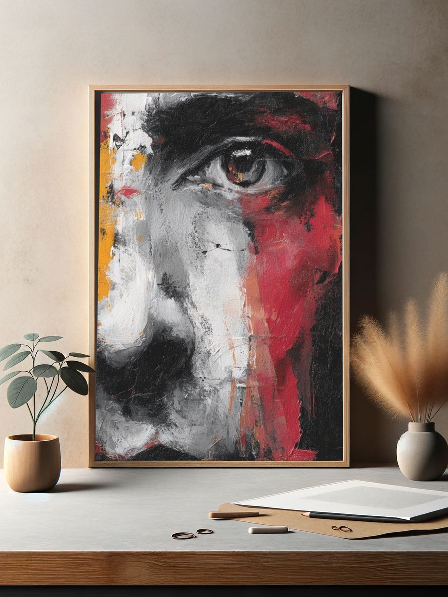 Abstract Face Portrait Print. — room view 2