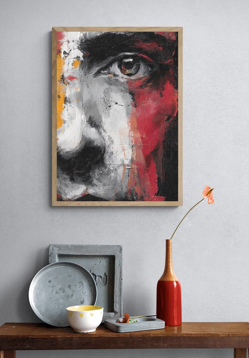 Abstract Face Portrait Print. — room view 3