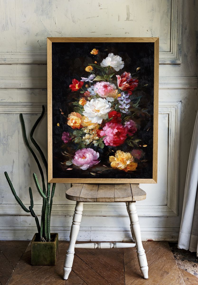 Luminous Floral Bouquet Oil Poster. — room view 1