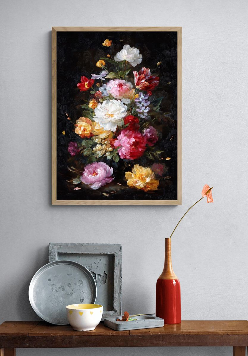 Luminous Floral Bouquet Oil Poster. — room view 3