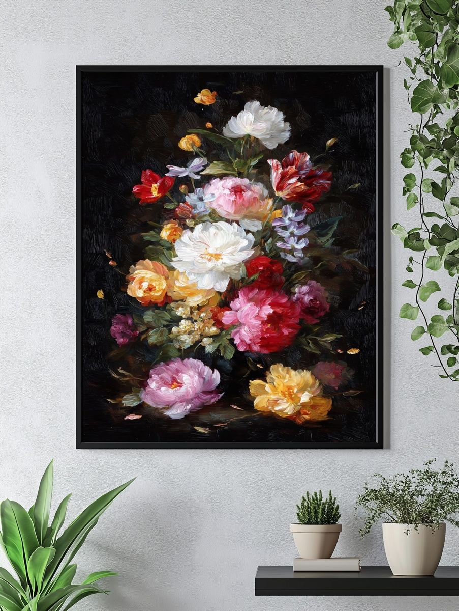 Luminous Floral Bouquet Oil Poster. — room view 4