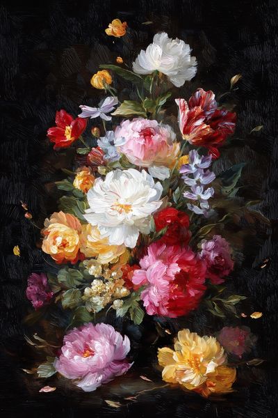 Luminous Floral Bouquet Oil Poster. poster