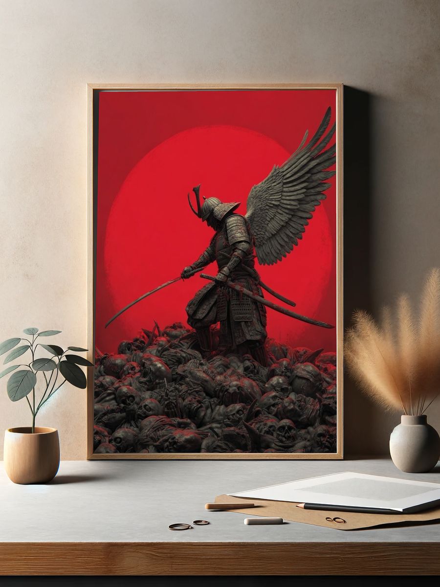 Samurai Warrior with Wings — Fine Art Print. — room view 2