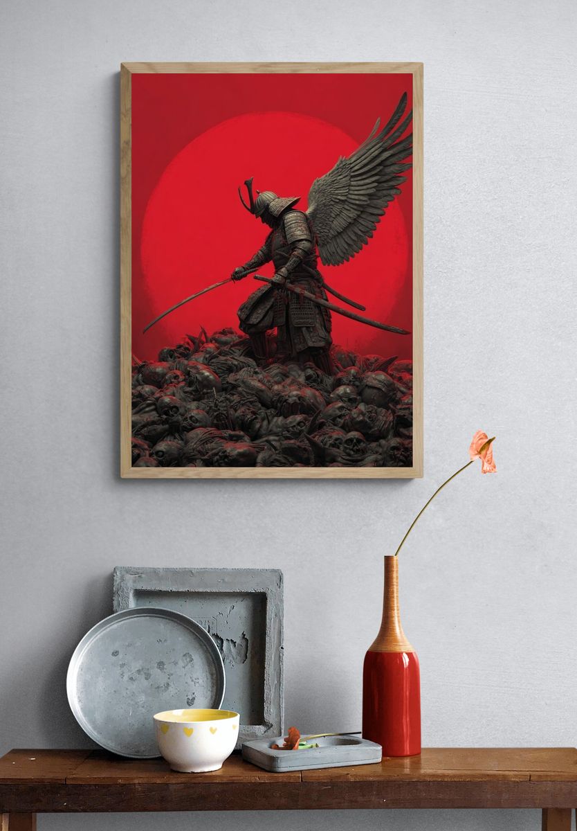 Samurai Warrior with Wings — Fine Art Print. — room view 3