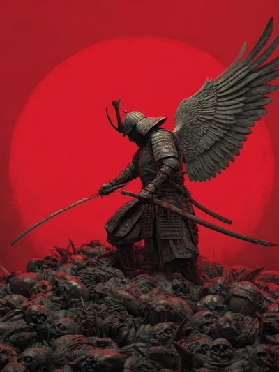 Samurai Warrior with Wings — Fine Art Print. poster print