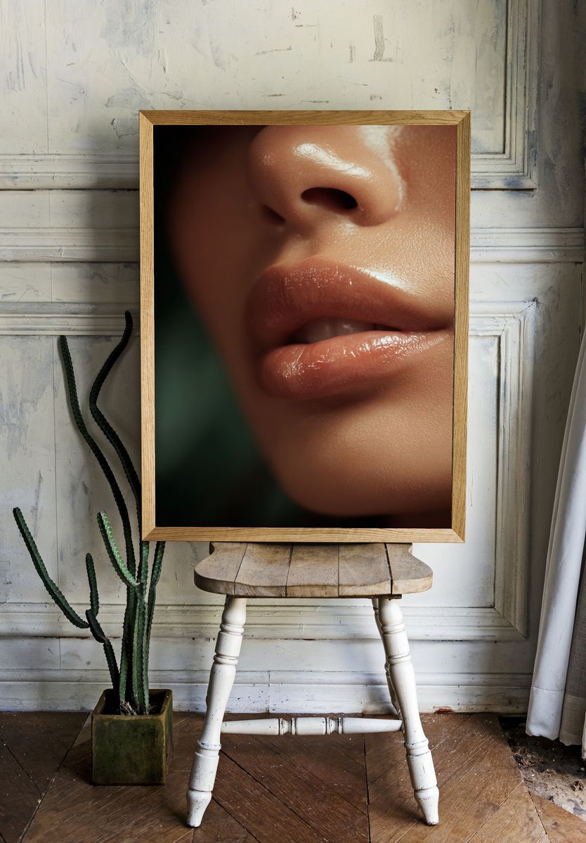 Close-Up of Glossy Lips — Fashion Photography Print. — room view 1