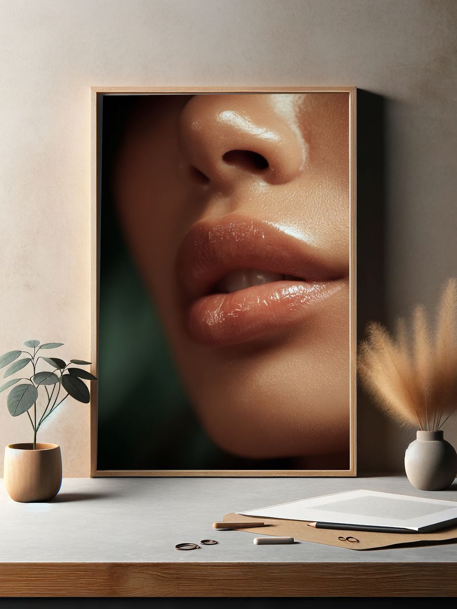 Close-Up of Glossy Lips — Fashion Photography Print. — room view 2