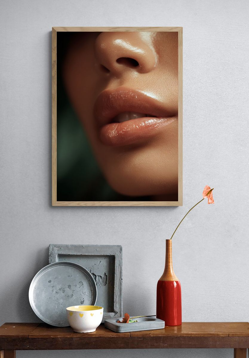 Close-Up of Glossy Lips — Fashion Photography Print. — room view 3