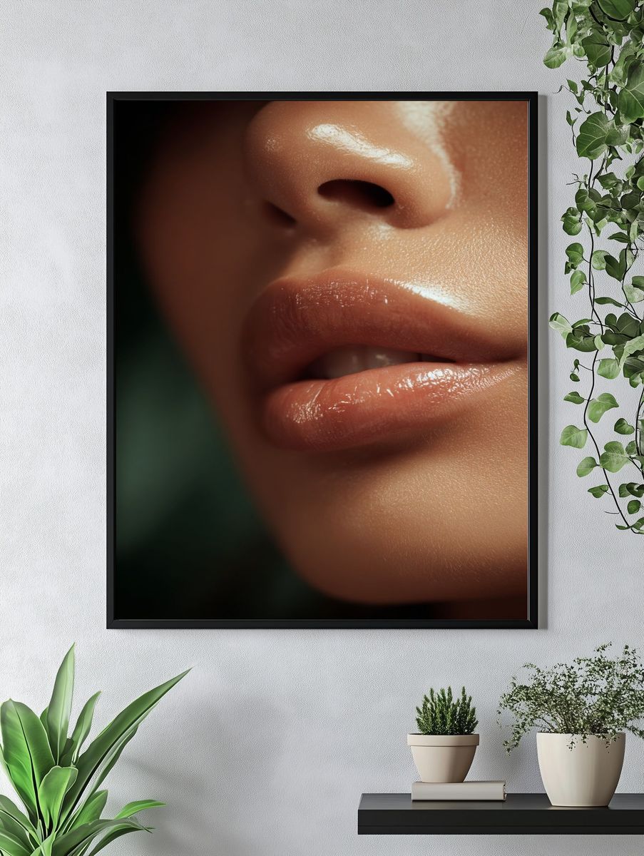 Close-Up of Glossy Lips — Fashion Photography Print. — room view 4