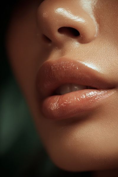 Close-Up of Glossy Lips — Fashion Photography Print. poster print