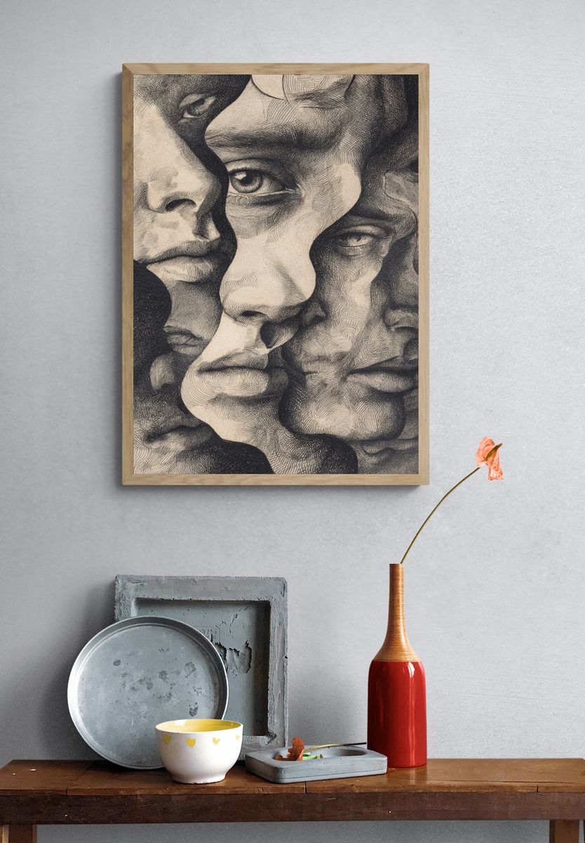 Faces in Shadows — Fine Art Print. — room view 3