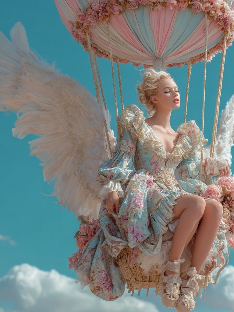 Angel in Hot Air Balloon — Fine Art Print. poster detail