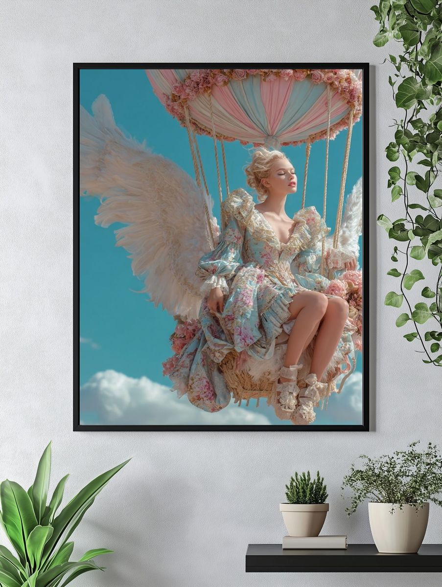 Angel in Hot Air Balloon — Fine Art Print. — room view 4