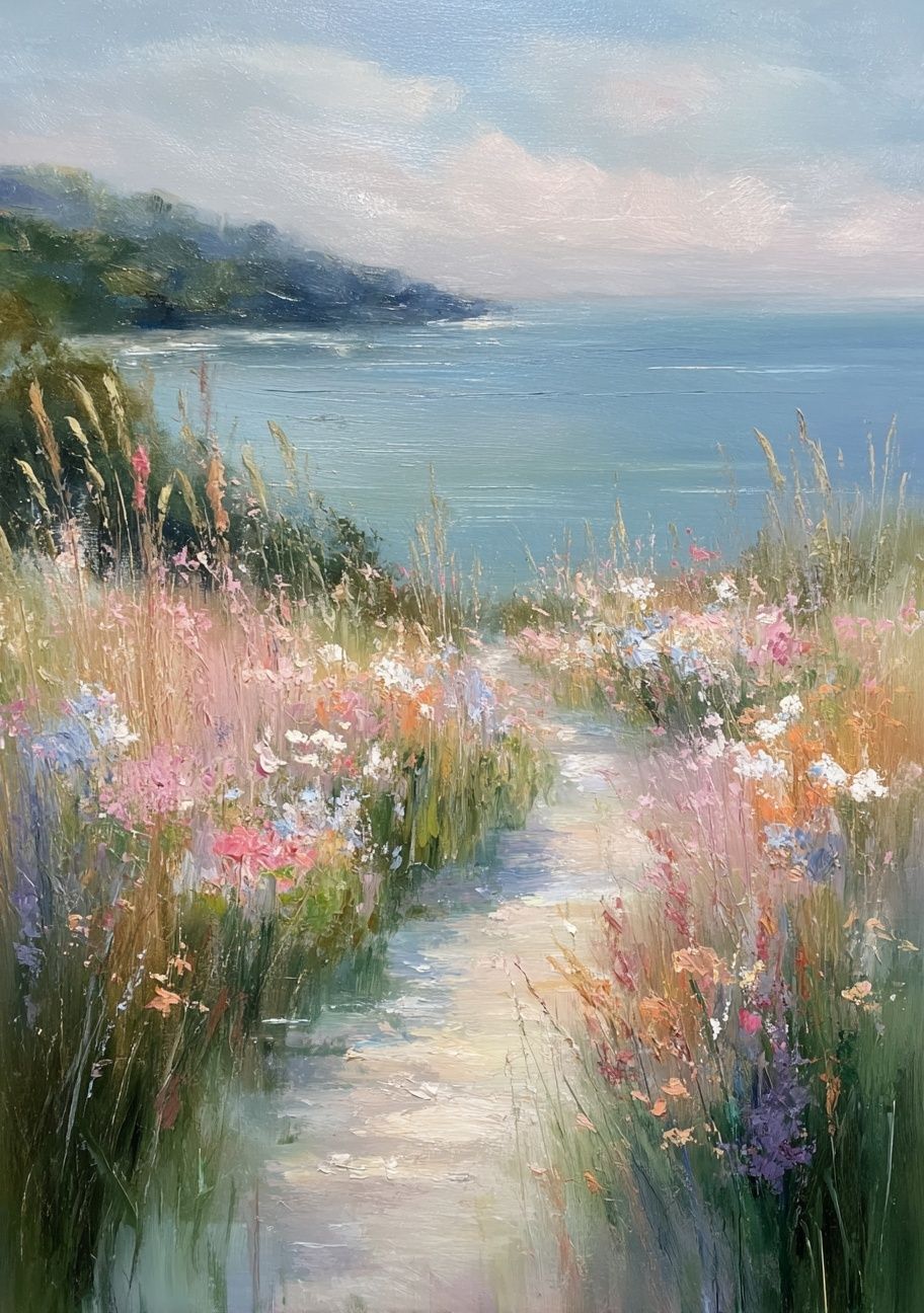 Coastal Wildflower Path Fine-Art Print. poster — fine-art art