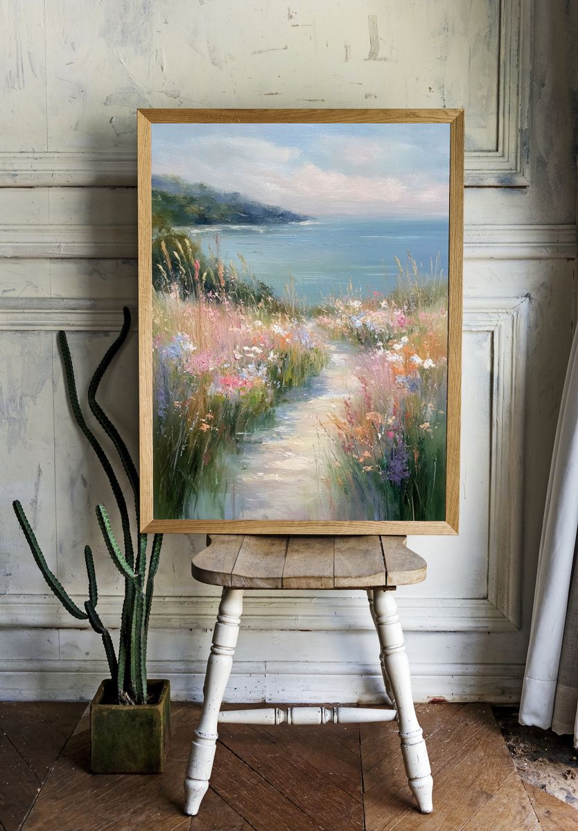 Coastal Wildflower Path Fine-Art Print. — room view 1