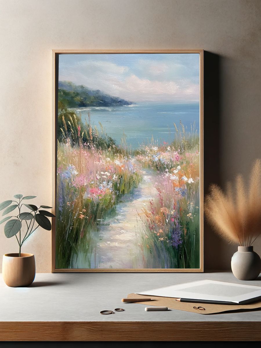 Coastal Wildflower Path Fine-Art Print. — room view 2