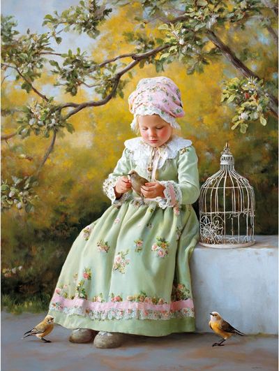 Girl with Bird Fine-Art Poster. poster print