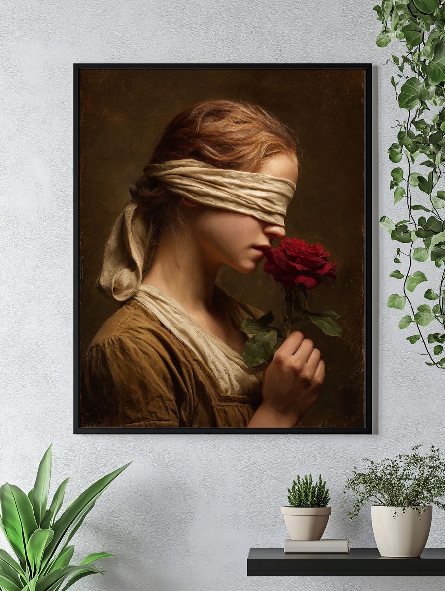 Blindfolded Rose Portrait Print. — room view 4