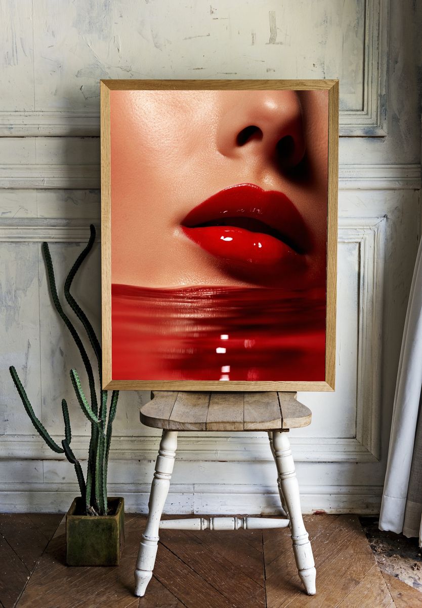 Red Lips — Fashion Photography Print. — room view 1