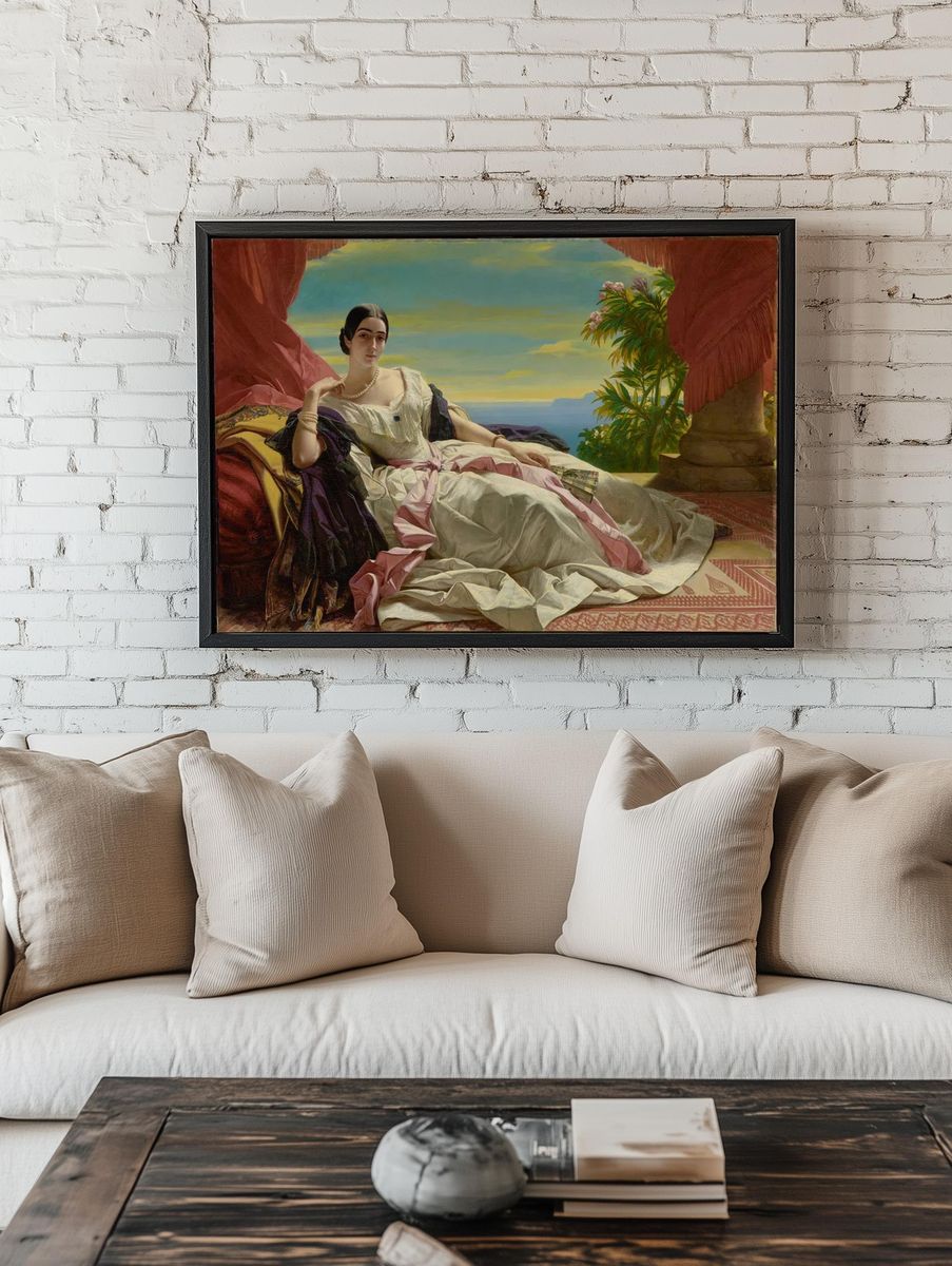 Elegant Lady by the Sea — Fine Art Print. — room view 1