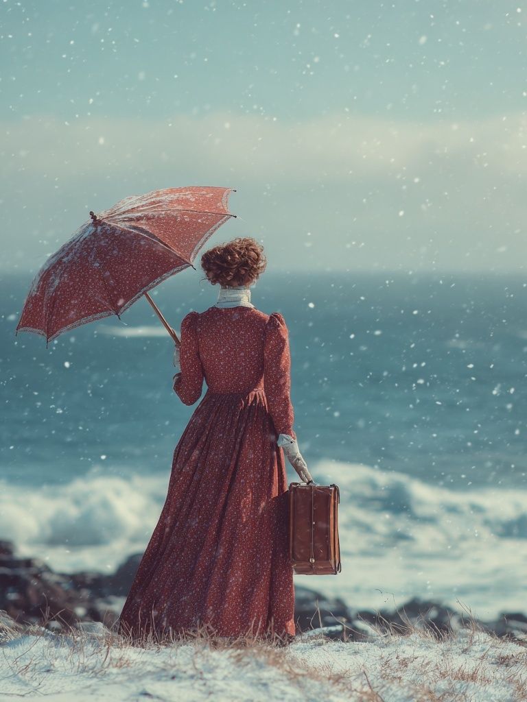 Victorian Woman by the Sea — Fine Art Print. poster — fine-art art