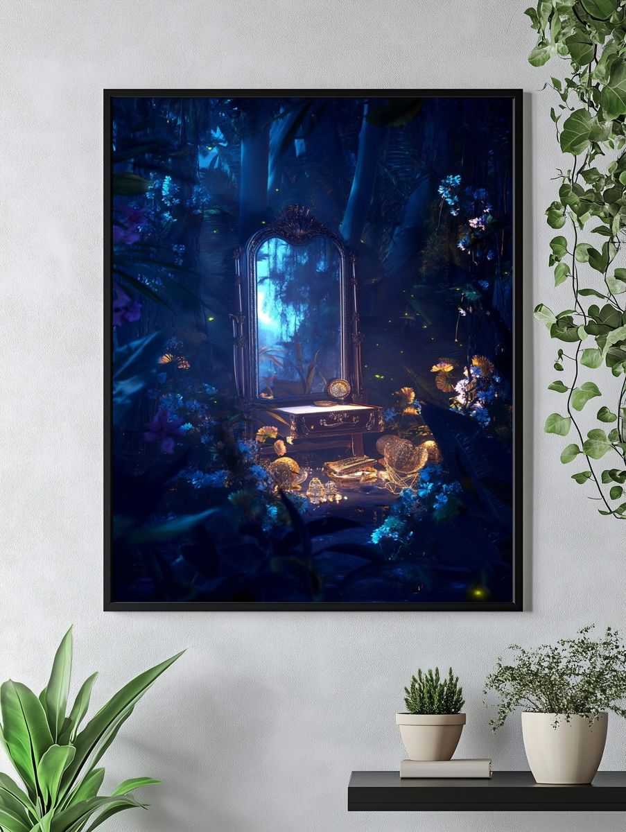 Enchanted Mirror in the Forest — Fantasy Print. — room view 4