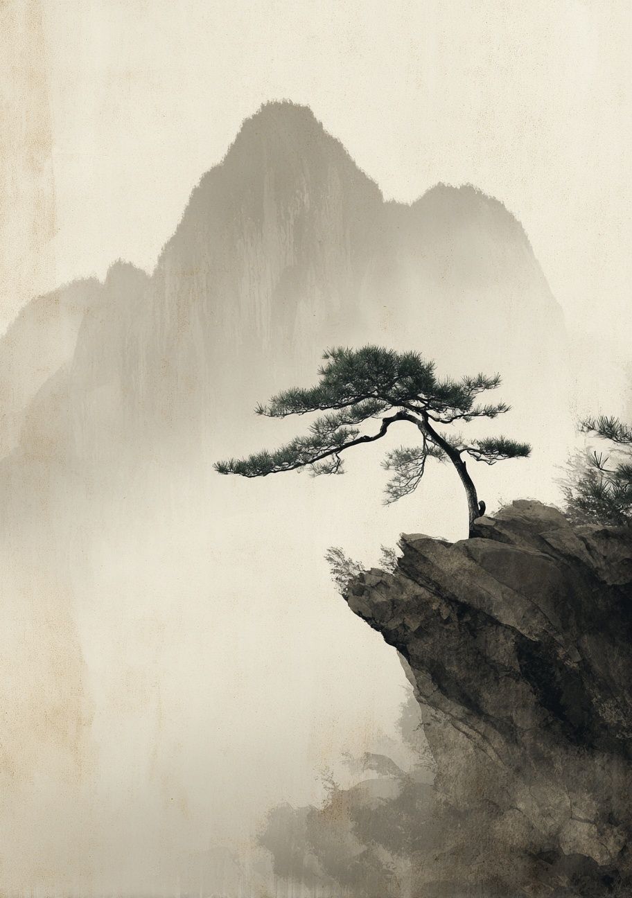 Lonely Pine on Mountain — Fine Art Print. poster — fine-art art