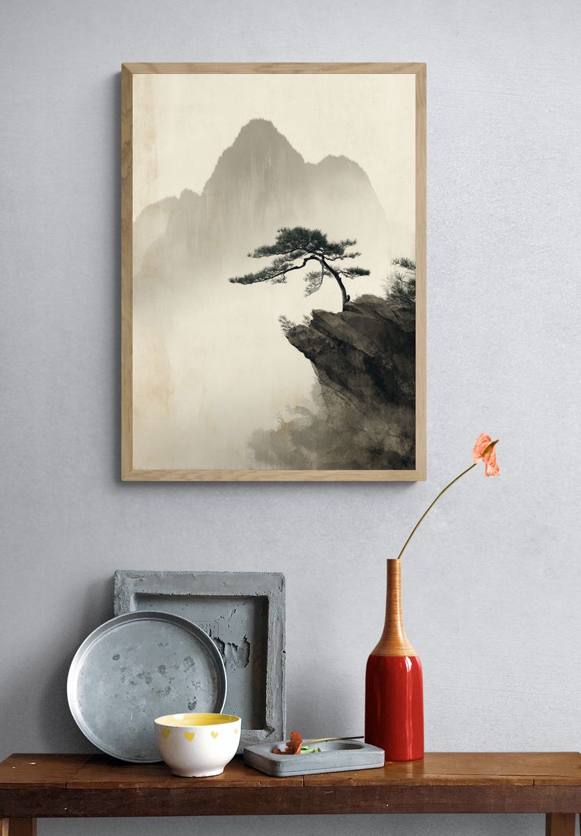 Lonely Pine on Mountain — Fine Art Print. — room view 3