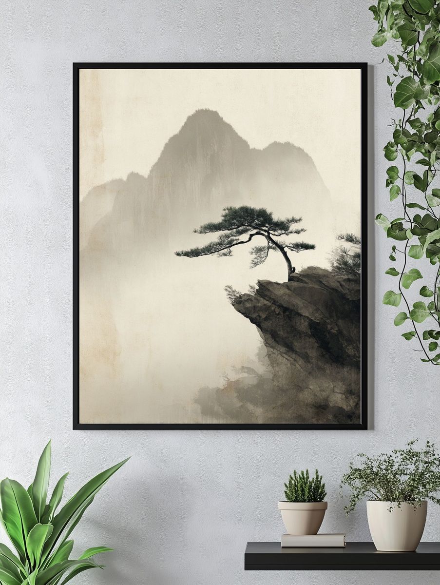 Lonely Pine on Mountain — Fine Art Print. — room view 4