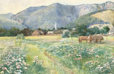 Landscape blooming meadow Július Zorkóczy. poster print