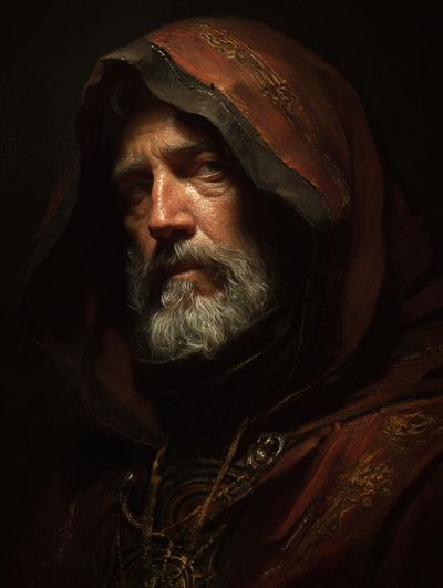 Hooded Elder Portrait Print. poster print