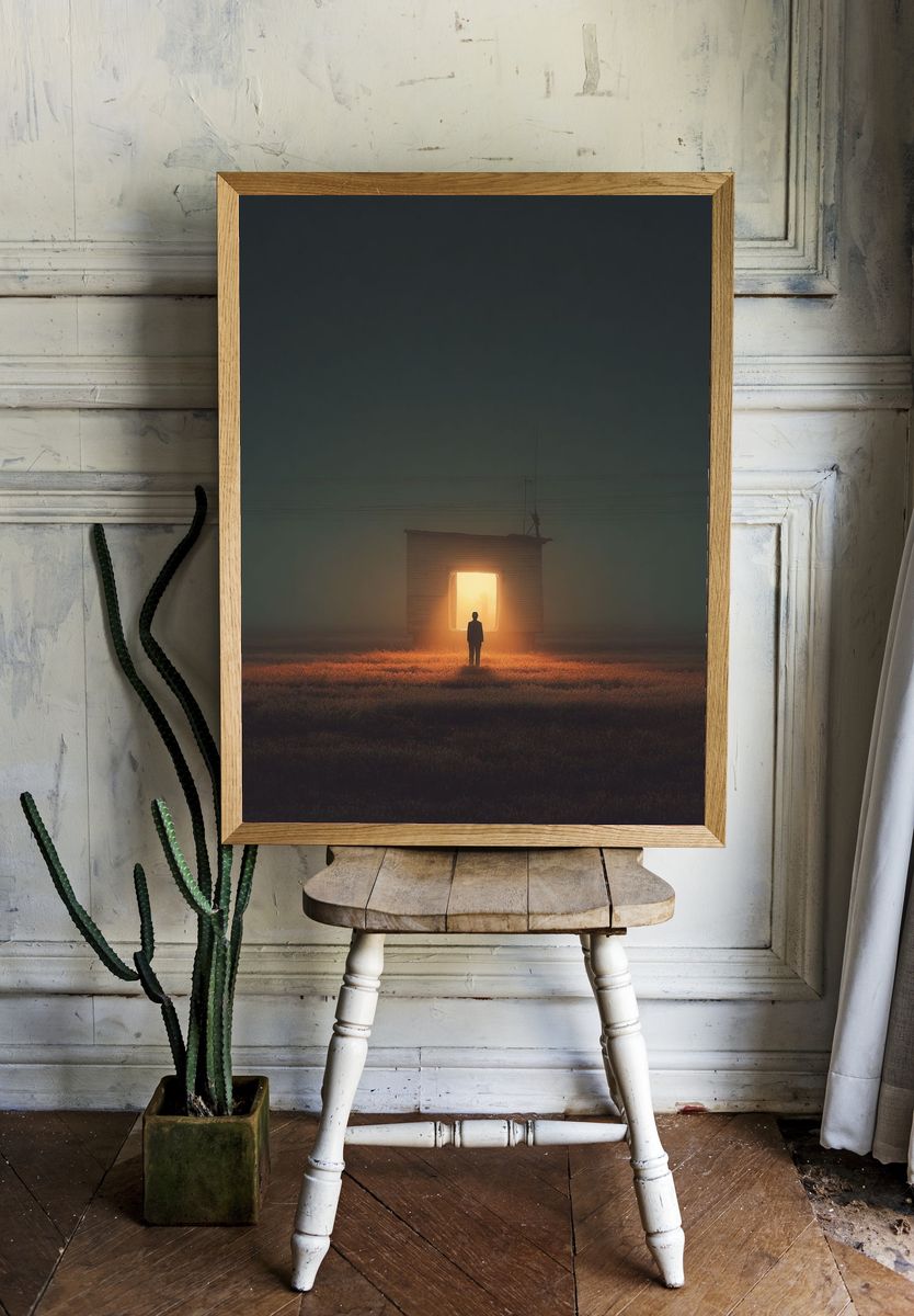 Mysterious Doorway in Fog — Fine Art Print. — room view 1
