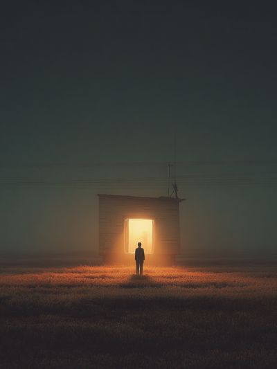 Mysterious Doorway in Fog — Fine Art Print. poster