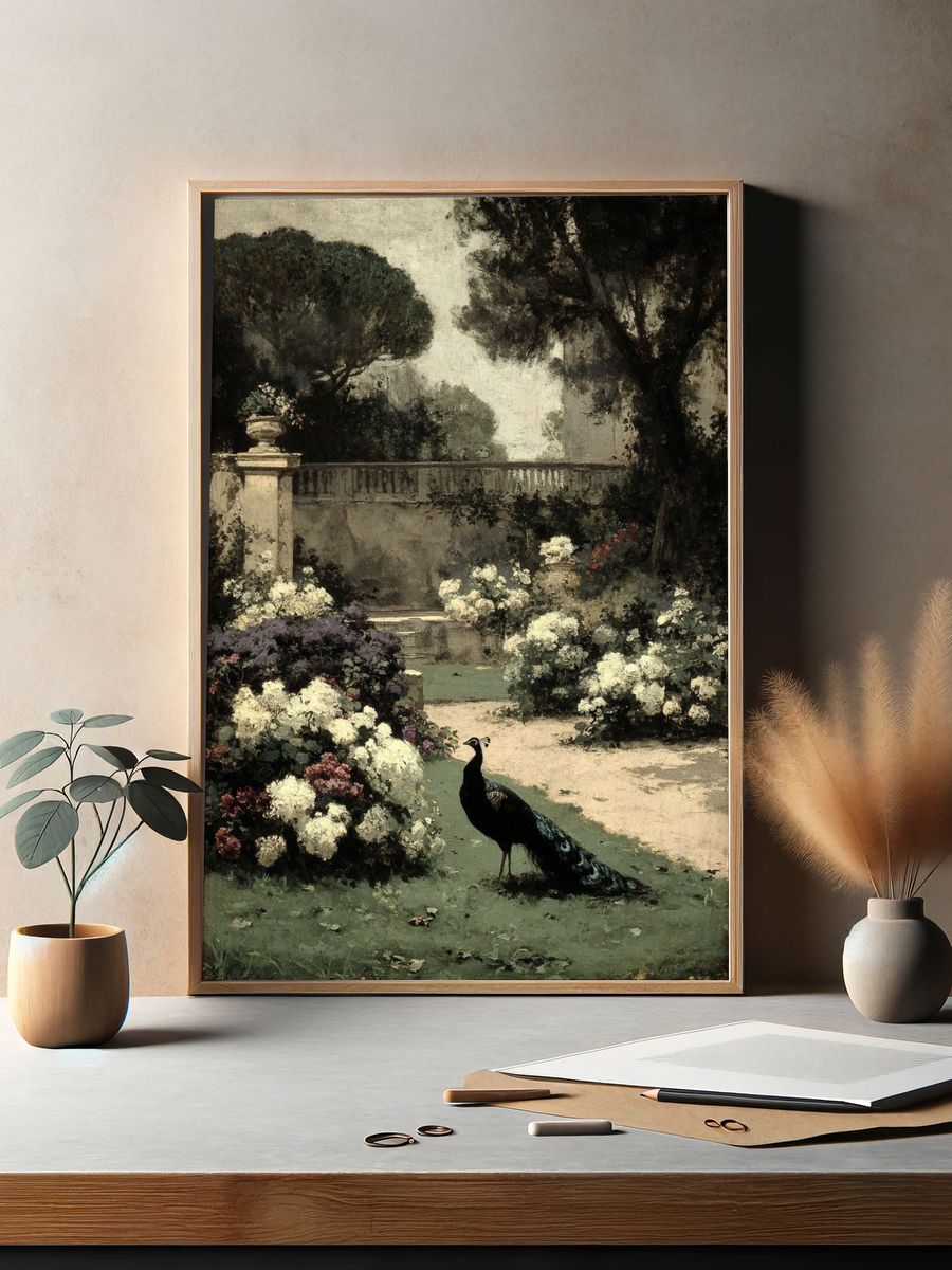 Peacock in a Garden — Fine Art Print. — room view 2