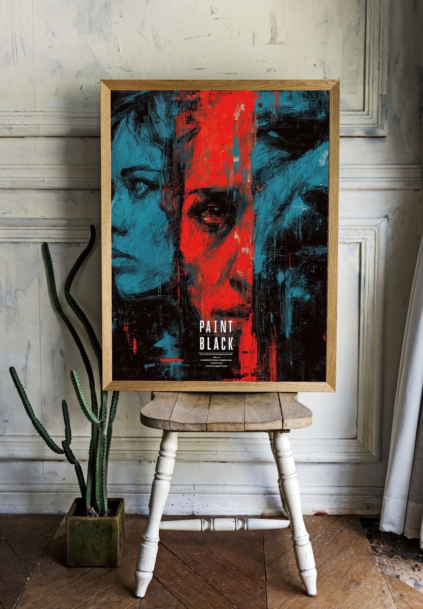 Paint Black Expressionist Poster. — room view 1