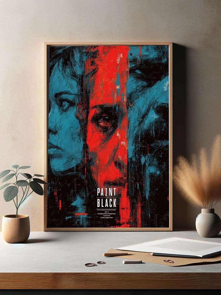 Paint Black Expressionist Poster. — room view 2