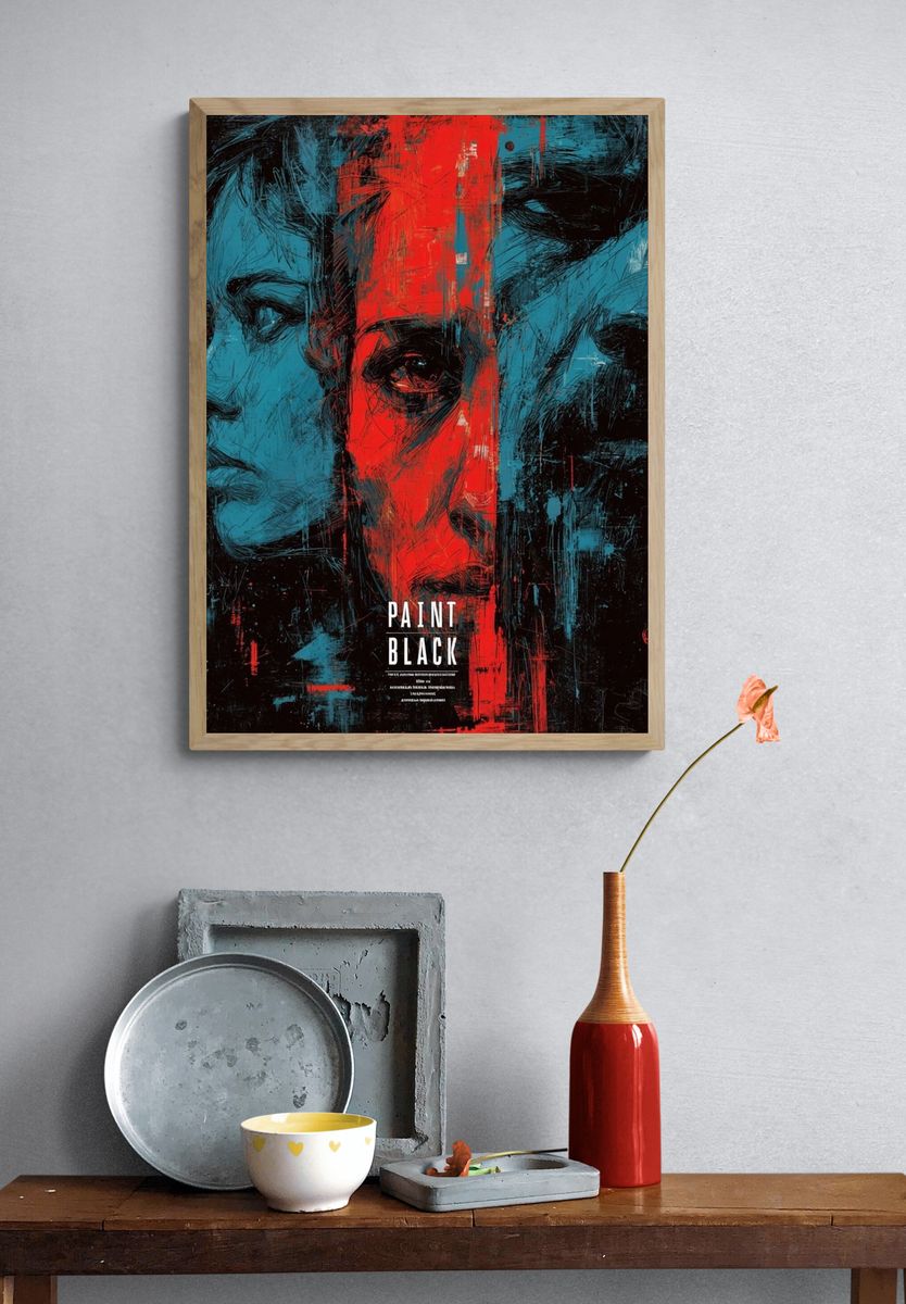 Paint Black Expressionist Poster. — room view 3