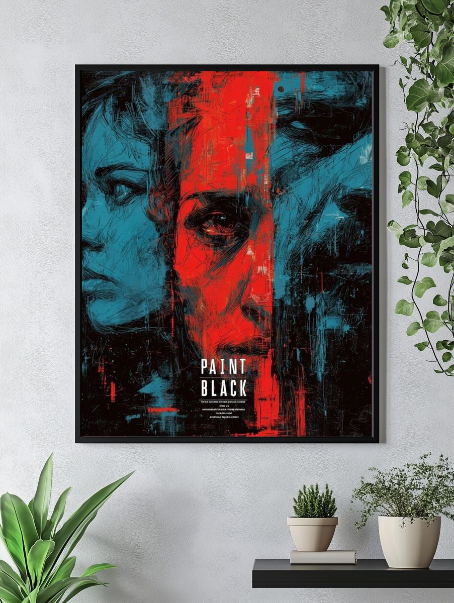 Paint Black Expressionist Poster. — room view 4