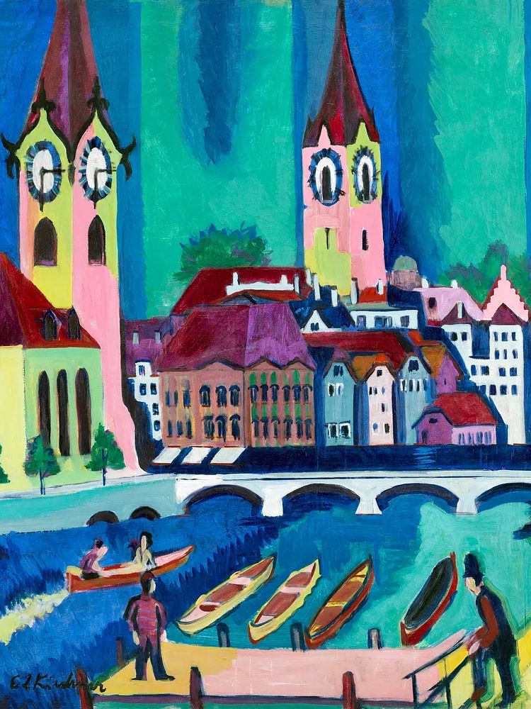 Colorful Townscape — Fine Art Print. poster — fine-art art