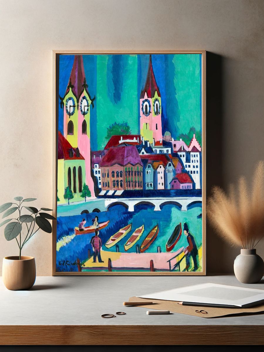 Colorful Townscape — Fine Art Print. — room view 2