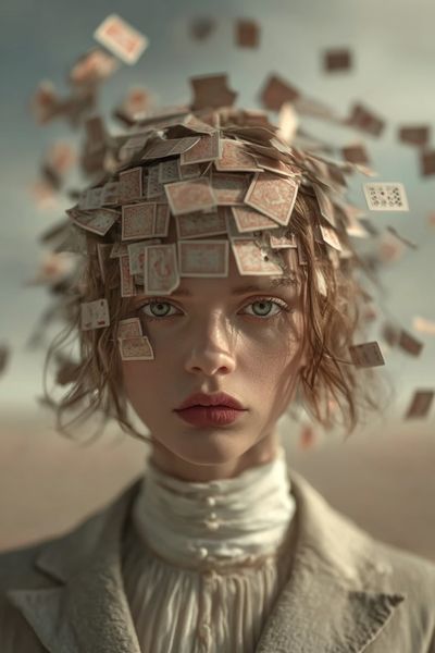 Surreal Portrait with Playing Cards — Fine Art Print. poster print