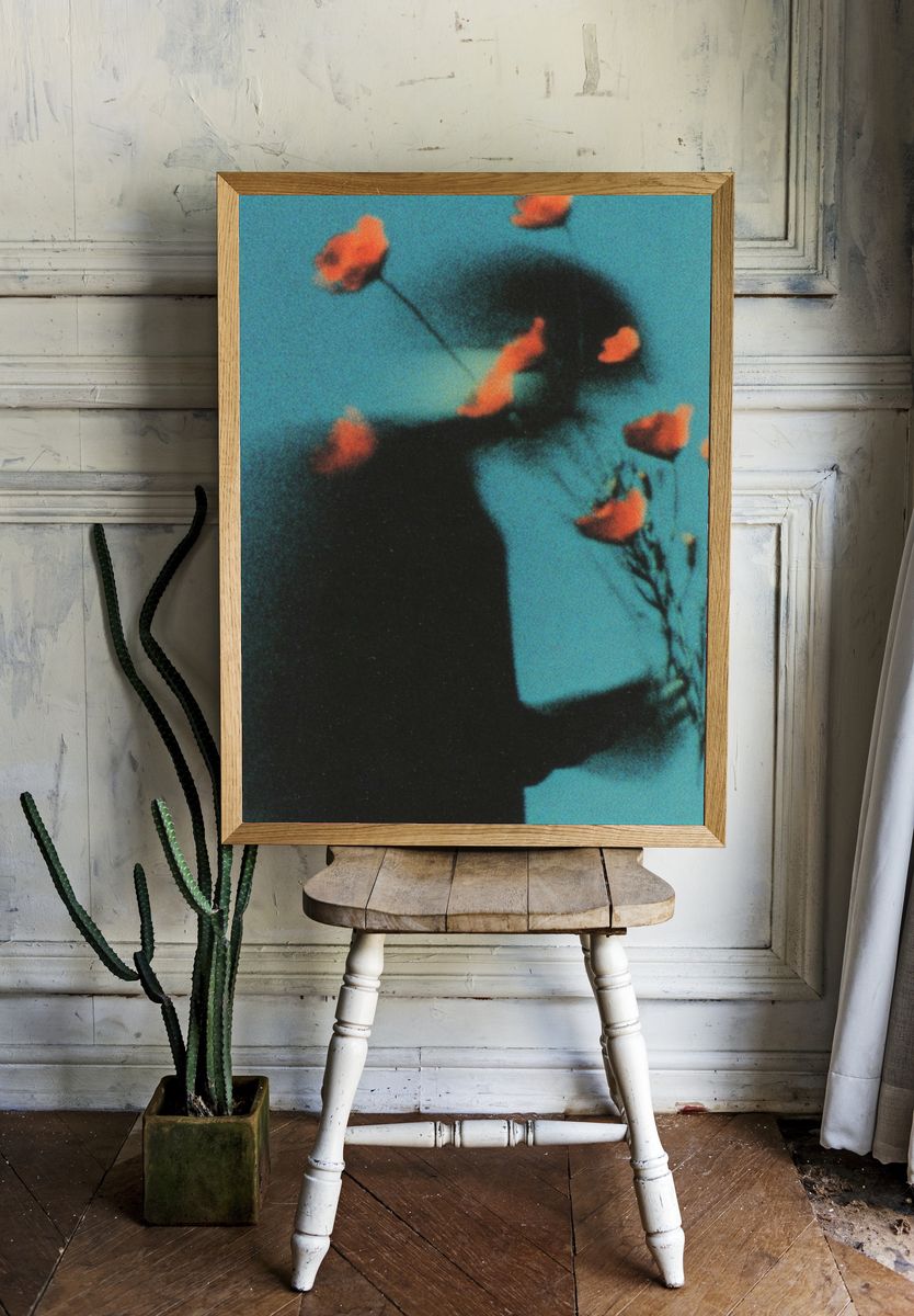 Silhouette with Flowers — Fine Art Print. — room view 1