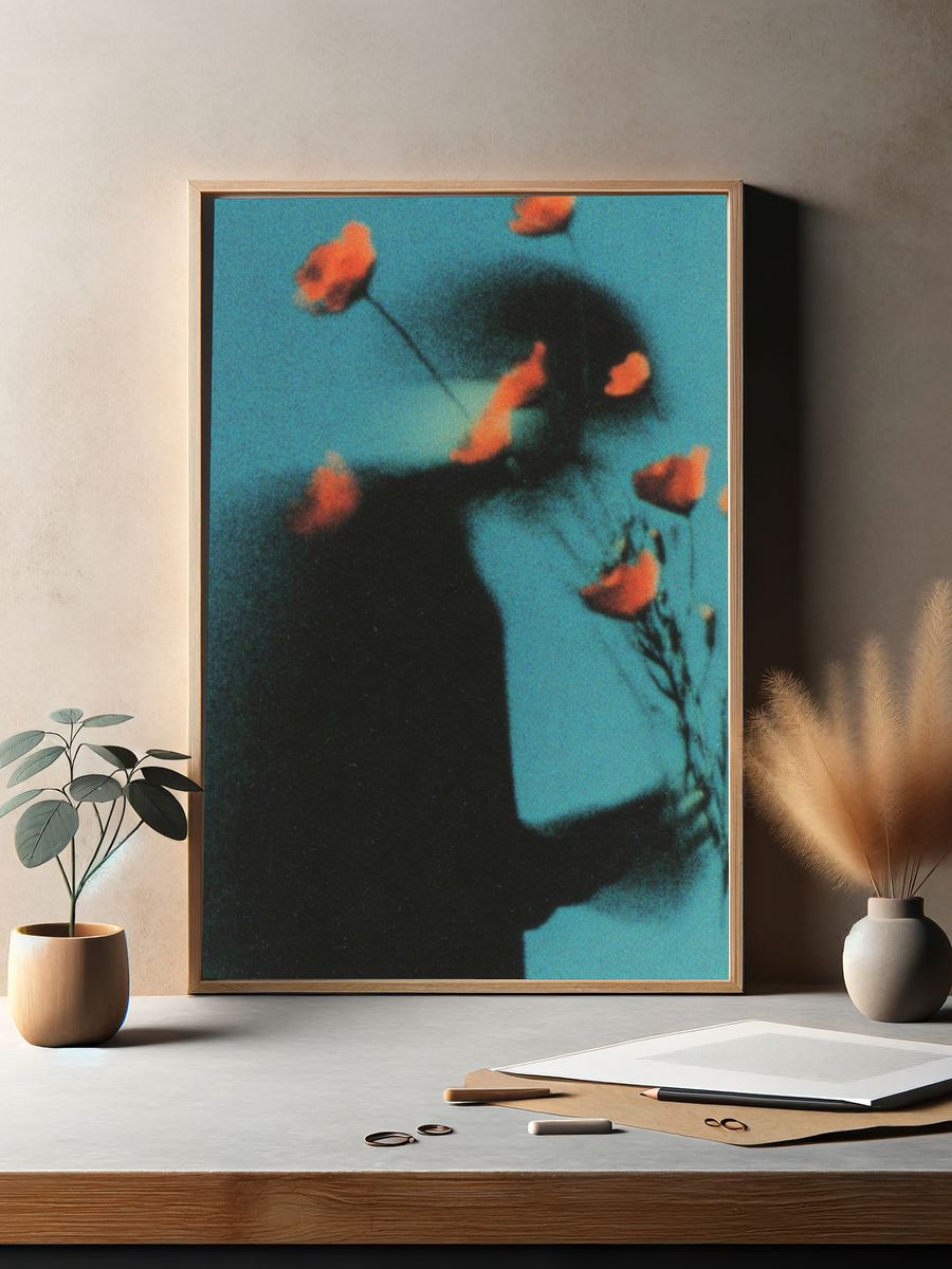 Silhouette with Flowers — Fine Art Print. — room view 2