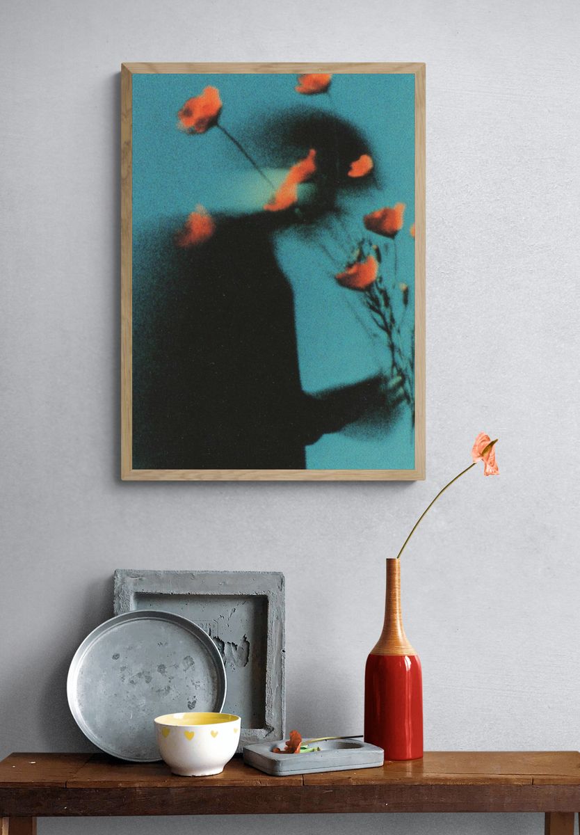 Silhouette with Flowers — Fine Art Print. — room view 3