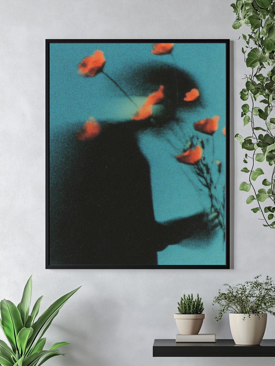 Silhouette with Flowers — Fine Art Print. — room view 4